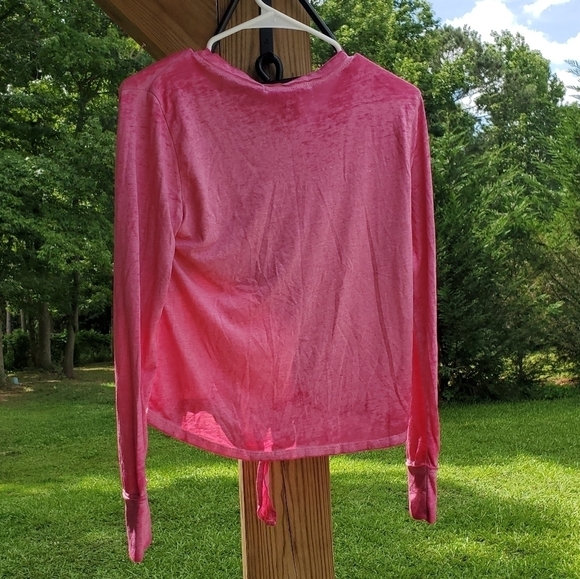 Knot Front Long Sleeve Pink Top NWT Small - Picture 6 of 7